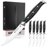 BRODARK coffret cadeau montrant les six couteaux à steak, idéal pour offrir