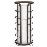 Brookstone vue avant du support bronze montrant rangement pour 3 méga rouleaux et gain d'espace