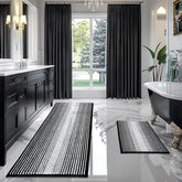 BSICPRO tapis de bain vue frontale noir rayé pour décor moderne et confort