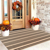 BUAGETUP vue de face du tapis 3'x5' tan rayé pour porche accueillant