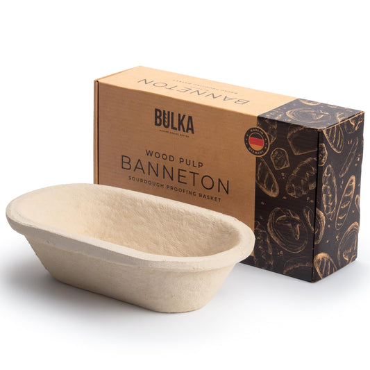 Bulka banneton face packaging montrant taille compacte pour pains 500 g