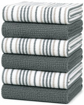 Bumble Towels vue avant du torchon rayé gris, design élégant et absorbant