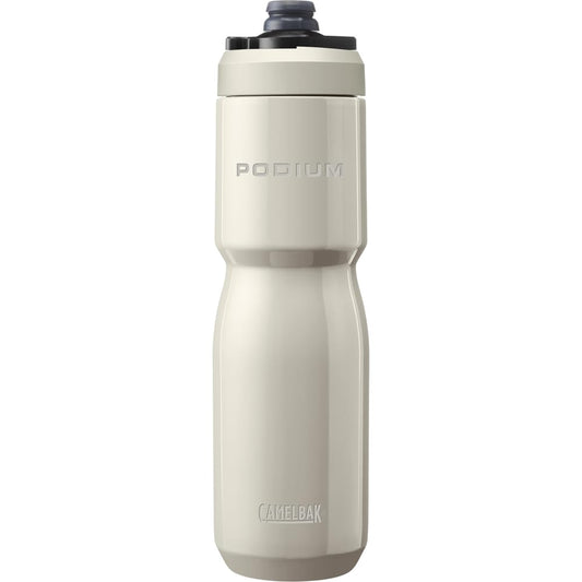 CamelBak Podium Stainless Steel vue de face montrant la forme et maintien en cage, hydratation fiable