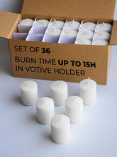 CANDWAX lot de 36 votives blanches présentant uniformité et élégance