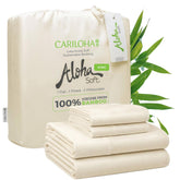 Cariloha packaging avant montrant l'ensemble de draps nature et valeur durable