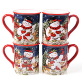 Certified International ensemble de quatre mugs devant, décor festif pour accueillir les invités