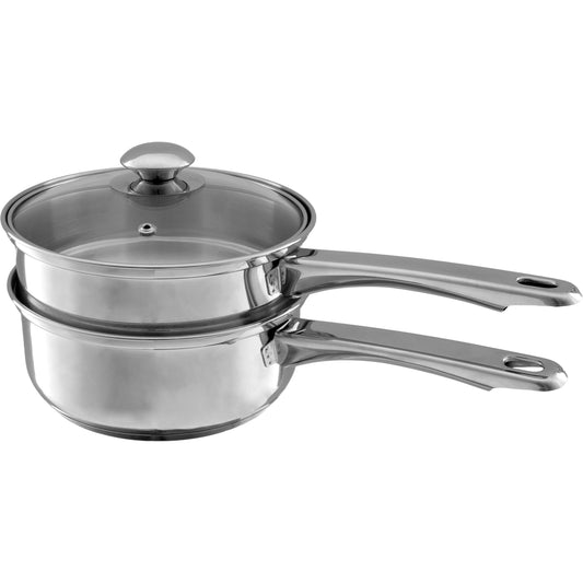 Classic Cuisine vue avant du set double chauffe montrant l'ensemble complet et la finition