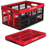 CleverMade vue de face de la caisse rouge, rangement efficace