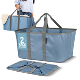 CleverMade panier devant en denim montrant capacité et finition