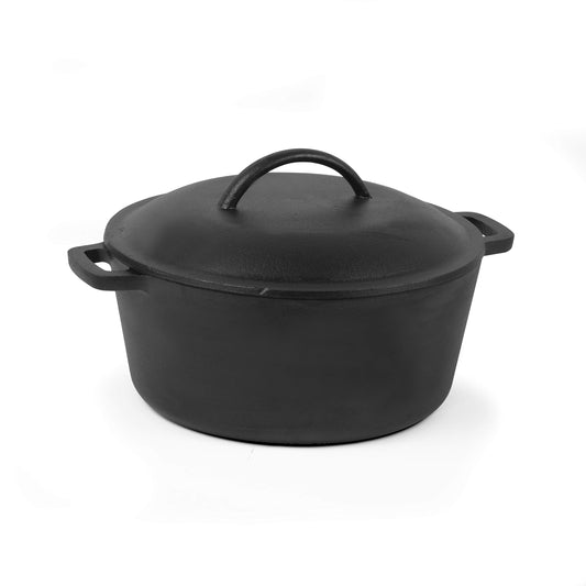 Commercial Chef cocotte face avec couvercle montrant robustesse et distribution chaleur