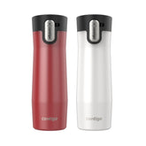 Contigo West Loop face avant pack deux tasses montrant design et couleurs Goji Berry et Frosted Pearl