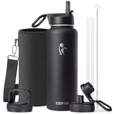 Coolflask vue face bouteille 40 oz montrant design robuste et prise en main confortable