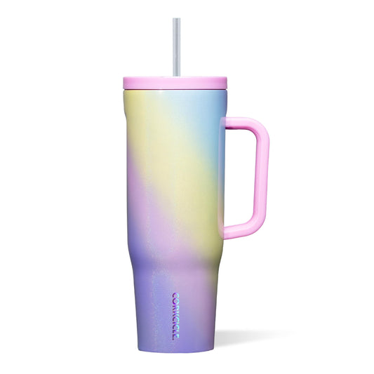 Corkcicle Cruiser vue avant présentant la finition Rainbow Unicorn et son grand volume
