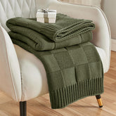 CozeCube plaid face montrant motif vert olive et confort visuel