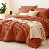 CozyLux couette face avant orange brûlé, look texturé et léger