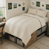 CozyLux couette Twin XL beige montrant finition et maintien