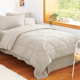 CozyLux vue frontale du paquet beige prêt à déballer, gain de place pour expédition
