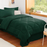 CozyLux parure Twin XL vue frontale élégante en émeraude offrant un lit complet prêt à l'emploi