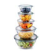 Cuiselect ensemble de cinq bols en verre vus de face, organisation pratique