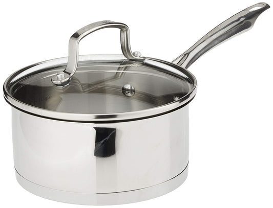 Cuisinart vue avant de la casserole inox 1,5 qt montrant finition professionnelle