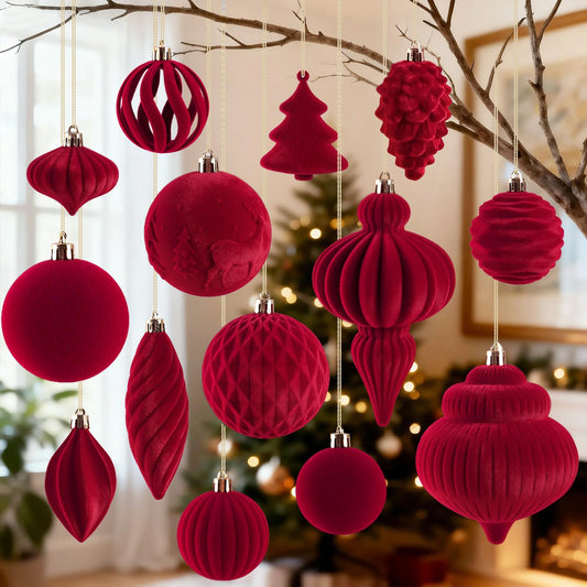 CUPLOOV boules velours face sur sapin, apportent chaleur festive