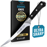 Cutluxe couteau à désosser face montrant lame tranchante et précision