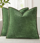 decorUhome housse de coussin vert forêt face avant, élégance et confort instantané