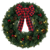 DEWBIN couronne de porte vue frontale avec décoration festive et impact visuel