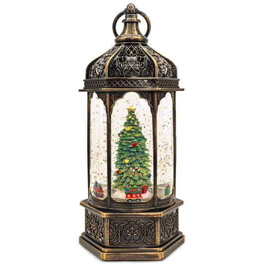 DGSCAK lanterne face bronzée exposant scène rotative, ambiance festive
