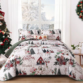Dobuyly couette face montrant motif de Noël et ambiance chaleureuse