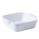 DOWAN plat carré blanc brillant vue de face, design élégant pour servir