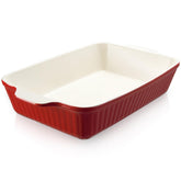 DOWAN plat rectangulaire rouge en céramique présenté à l'avant, idéal pour service élégant