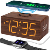DreamSky vue de face de l'horloge bois avec grands chiffres lisibles et esthétique apaisante