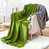 Eastsora vue avant du plaid chauffant montrant le design lime green et gray et confort