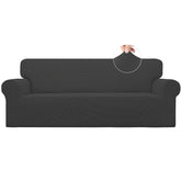 Easy-Going vue avant de la housse gris foncé protégeant le canapé