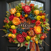 EcoRing couronne automne sur porte apportant accueil chaleureux