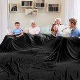 Edenleaf couverture géante recto noir montrant le drapé et confort familial