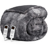 EHEYCIGA couverture King vue frontale montrant tissu gris et chaleur uniforme