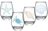 FACOYANS ensemble avant montrant 4 verres décor océan, attrayant pour table