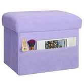 FaiPue pouf face en fourrure violet montrant l'assise confortable
