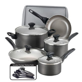 Farberware ensemble 15 pièces affiché en front pour organisation cuisine