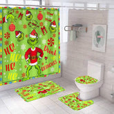 FASIBULEI rideau de douche Noël montrant motif Grinch et ambiance festive