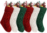 Fesciory lot de six bas de Noël en tricot câble, décor festif coordonné