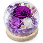 FIACO cloche en verre avec rose centrale, cadeau élégant et durable