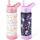 Fimibuke face des deux gourdes montrant motifs vifs et usage scolaire