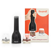 FinaMill vue frontale du packaging montrant design compact et cadeau
