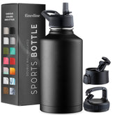 FineDine gourde face recto montrant la silhouette et capacité 64 oz, pratique pour voyages