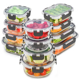 Freshware vue avant du set 24 pièces montrant contenants et couvercles, rangement pratique