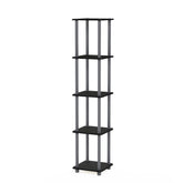 Furinno étagère d'angle face montrant design ouvert et gain de place