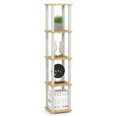 Furinno étagère angle vue face montrant rangement compact et gain de place